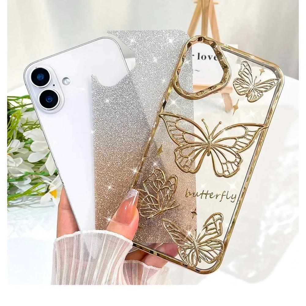 🦋 Butterfly 16Plus -Silver iPhone Case with Protective Bumper